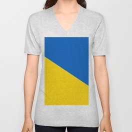 Sapphire and Yellow Solid Shapes Ukraine Flag Colors 4 100 Percent Commission Donated Read Bio V Neck T Shirt