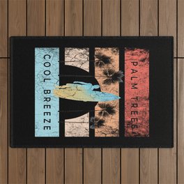 Surfing Palm Trees Cool Breeze Retro Outdoor Rug