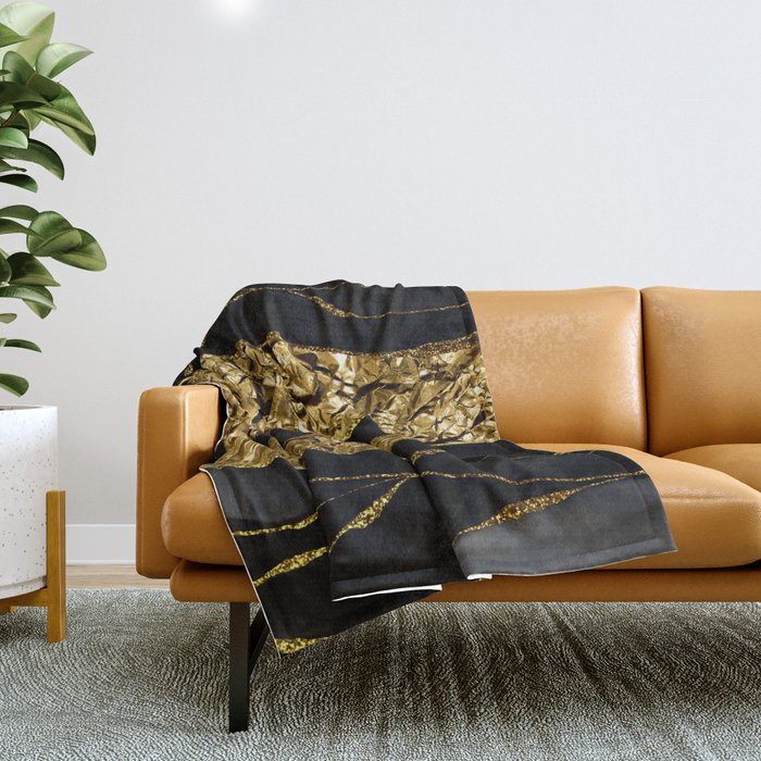 Gold and black throw blanket clearance