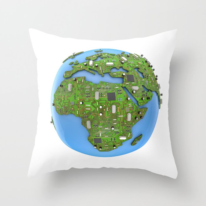 Data Earth Throw Pillow