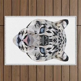 Low poly snow leopard Outdoor Rug