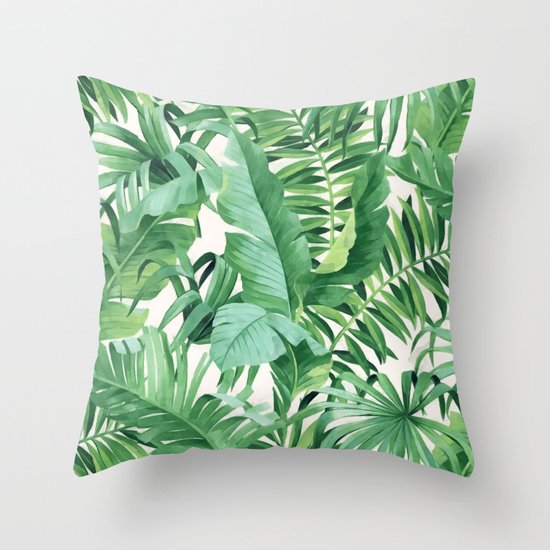 Green Tropical Leaves III Throw Pillow By CatyArte Society6