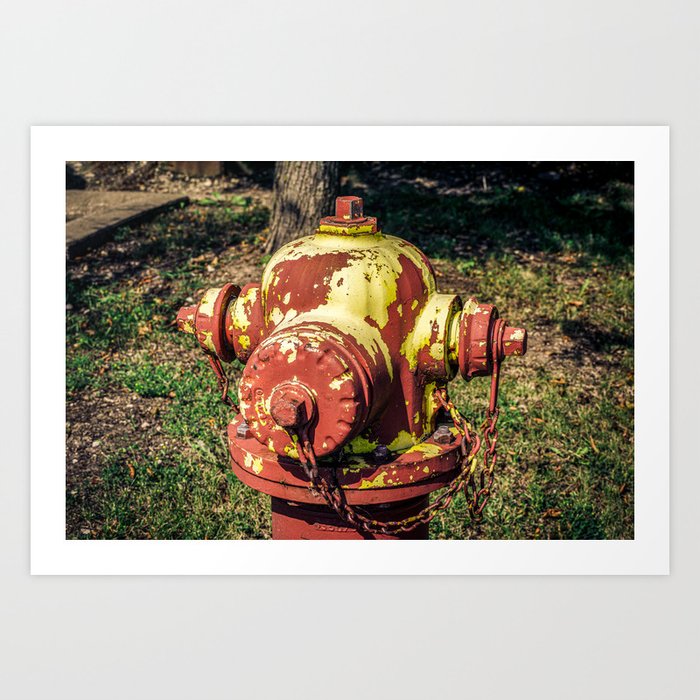 Peeling Red Fire Hydrant East Jordan Iron Works WaterMaster Art Print by Enzwell Artworks