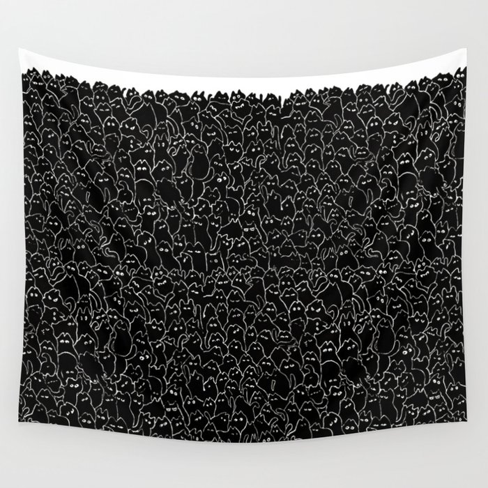 Black cats pattern illustration Wall Tapestry