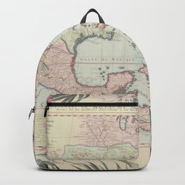 Tropical Caribbean Map Illustration With Pelican And Exotic Flowers Backpack