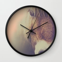 The curious girl Wall Clock | Horse, Color, Energy, Horsy, Digital, Closeu, Eye, Riding, Winter, Emotional 