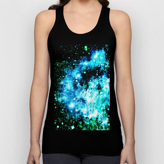 Chaotic Space : gaLAxy Turquoise Aqua Gray Unisex Tank Top