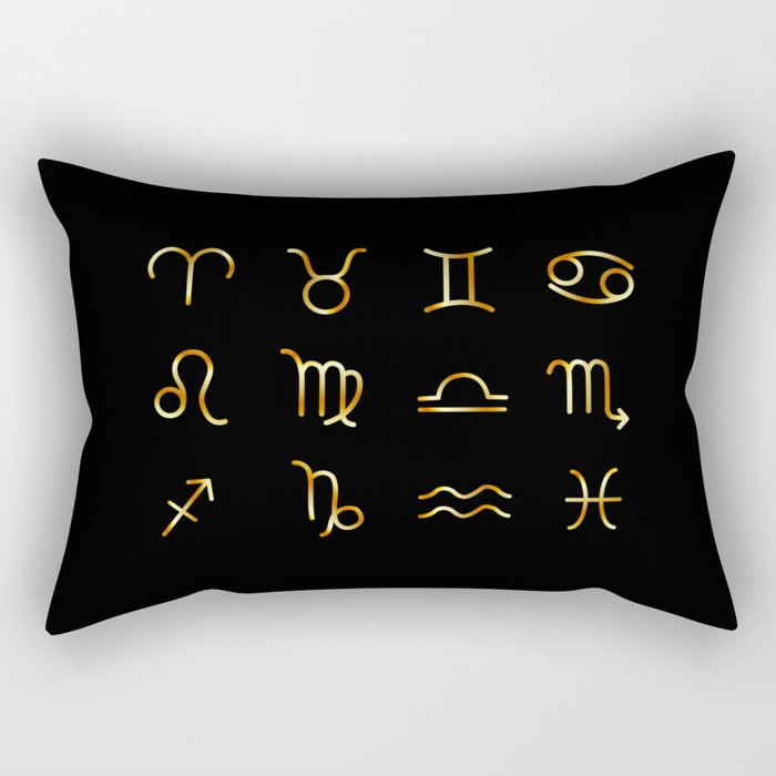Zodiac constellations symbols in gold Rectangular Pillow