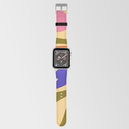 Mellow Flow Retro 60s 70s Abstract Pattern Yellow Olive Blue Orange Pink Apple Watch Band