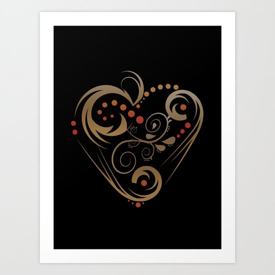 GOLDEN HEART (valentine art deco abstract love) Art Print
