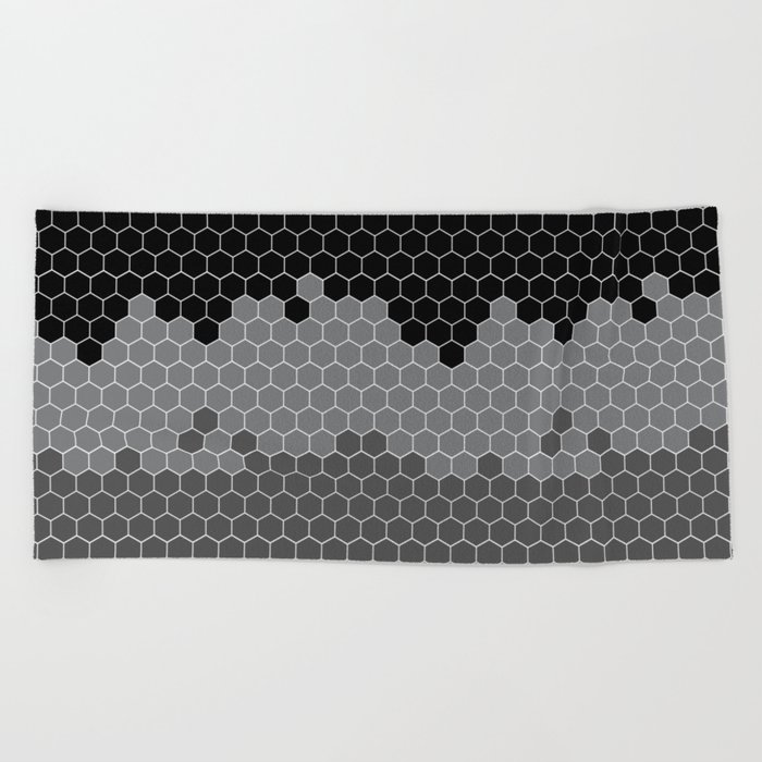 Honeycomb Black Gray Grey Hive Beach Towel