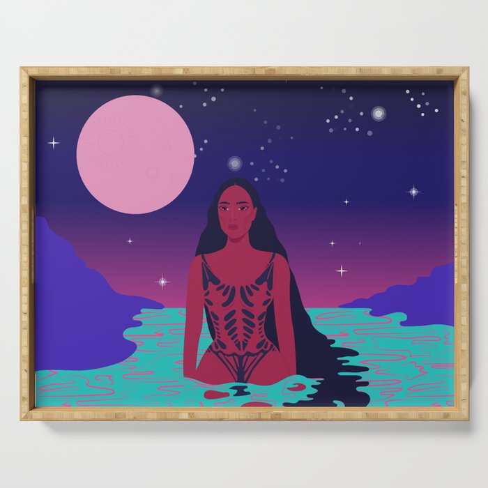 Galactica // Space, Galaxy, Pink, Purple, Water, Woman Serving Tray