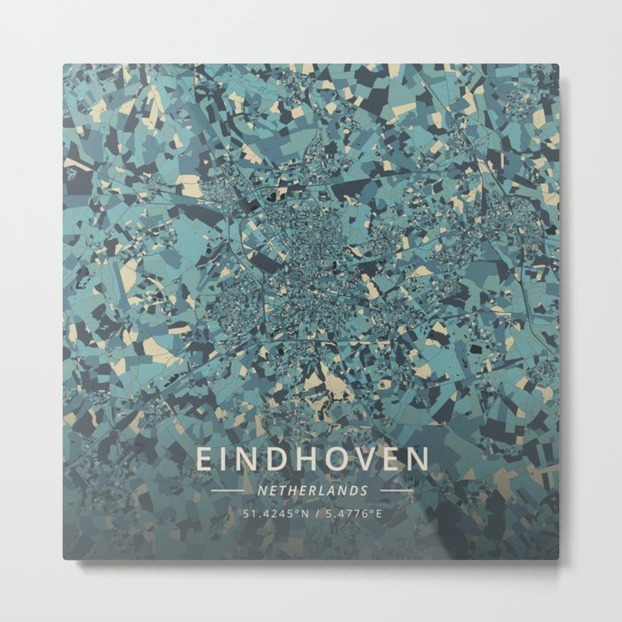 Eindhoven, Netherlands - Cream Blue Metal Print