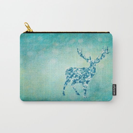 Aqua Turquoise Animal with Glitter Effect -Blue deer Carry-All Pouch