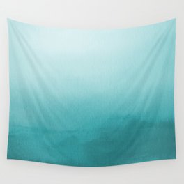 Best Seller Aqua Teal Turquoise Watercolor Ombre Gradient Blend Abstract Art - Aquarium SW 6767 Wall Tapestry