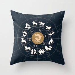 Pisces, Zodiac, Astrology, Horoscope, Stars, Sun-and-moon. Birthday, Valentines-day, Holidays, Throw Pillow