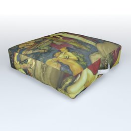 The Last Temptation of Buddha nude portrait painting by Eduardo Chicharro Aguera Outdoor Floor Cushion | Hindu, Paintings, China, Buddhism, Sexual, Sexuality, Temptation, Nude, Asia, Asian 