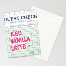 Iced Vanilla Latte Guest Check Stationery Cards