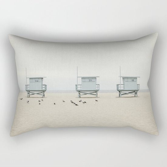 Lifeguard Towers with Birds Rectangular Pillow