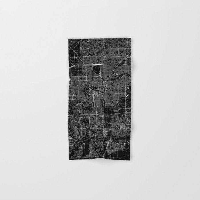 Edmonton Black Map Hand & Bath Towel
