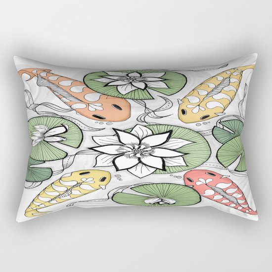 Koi Pond Gathering Rectangular Pillow