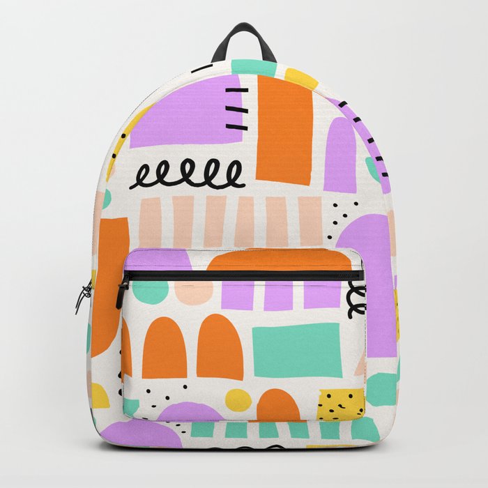 Happy Shapes Collage Pattern Backpack