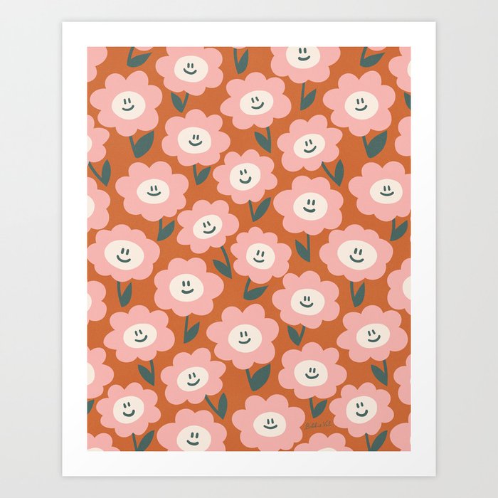 Happy Daisy Flower Copper Blush Art Print