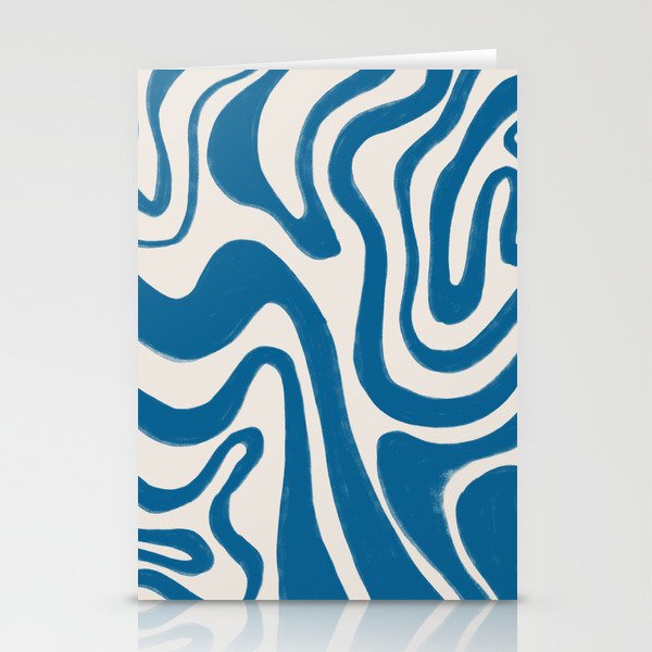 Daphne Blue Minimalistic Hand-Painted Swirl Stationery Cards