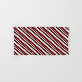 [ Thumbnail: Turquoise & Maroon Colored Striped Pattern Hand & Bath Towel ]