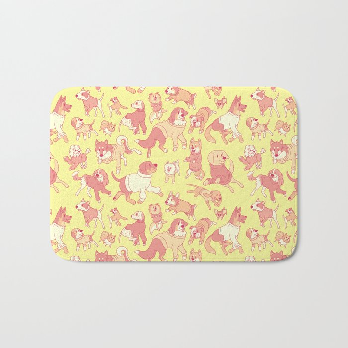 Dogs In Sweaters (Yellow) Bath Mat