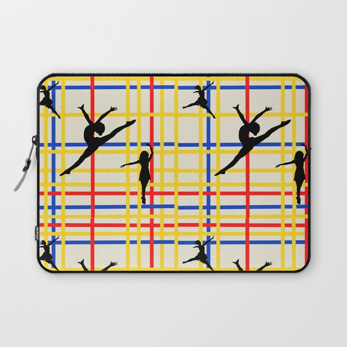 Dancing like Piet Mondrian - New York City I. Red, yellow, and Blue lines on the light yellow background Laptop Sleeve