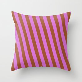 [ Thumbnail: Orchid and Sienna Colored Stripes/Lines Pattern Throw Pillow ]