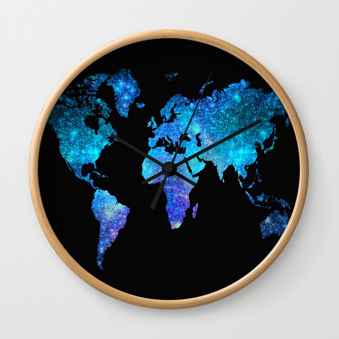 Space World map Wall Clock