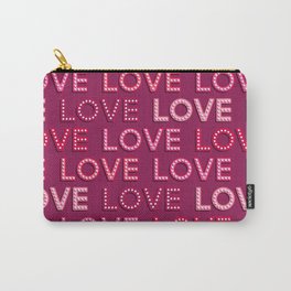 LOVE LOVE LOVE vintage light bulbs lettering burgundy Valentine's Carry-All Pouch