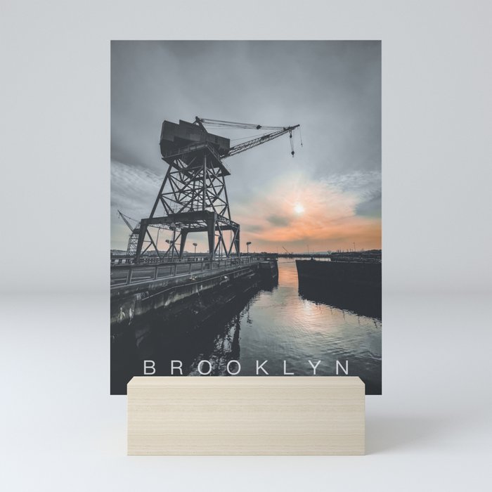 Industrial Brooklyn crane in Red Hook Mini Art Print