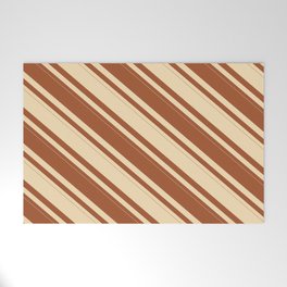 [ Thumbnail: Tan & Sienna Colored Striped Pattern Welcome Mat ]