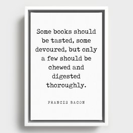 Some books should be tasted - Francis Bacon Quote - Literature - Typewriter Print Framed Canvas