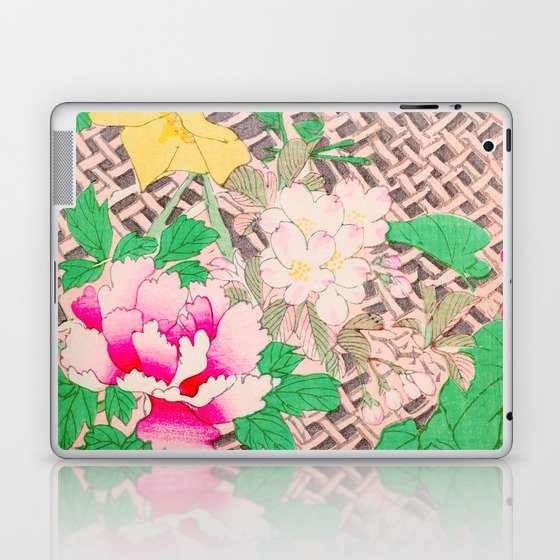 Peony Floral Print Vintage Japanese Retro Pattern Laptop & iPad Skin