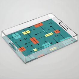 Rounded Rectangles Squares Teal Acrylic Tray
