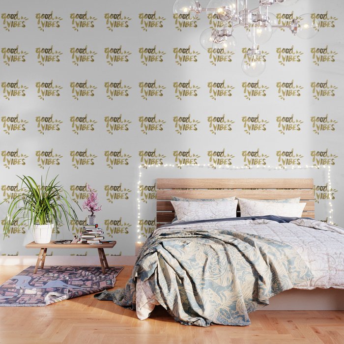 Good Vibes Gold Ink Wallpaper By Catcoq Society6