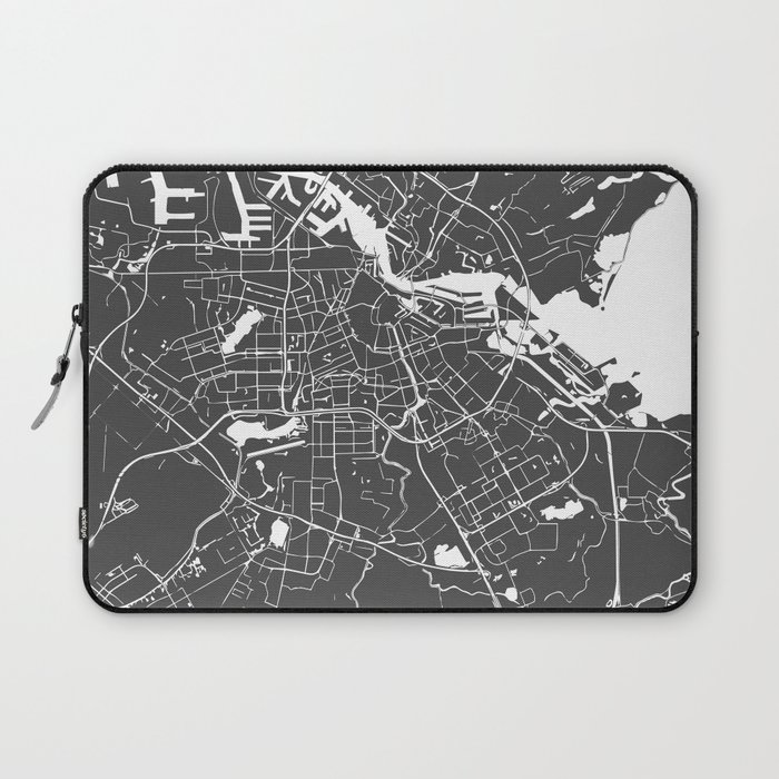 Amsterdam Gray on White Street Map Laptop Sleeve