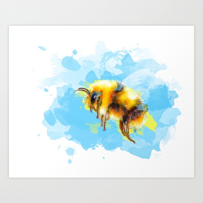 Bumble Away Bumble Bee - Insect Illustration Art Print