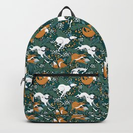 Fox and Hound medieval tapestry pattern design Backpack