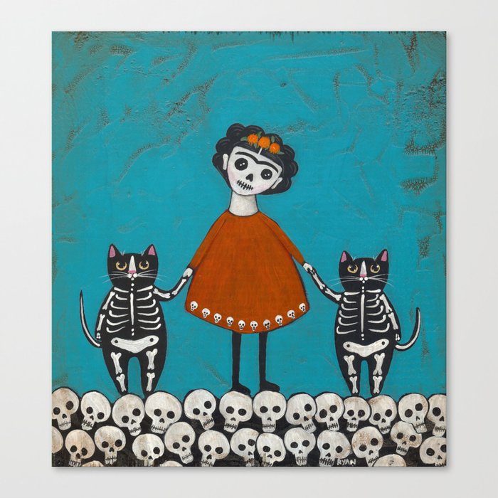 Day of the Dead Cats Canvas Print by kilkennycat | Society6