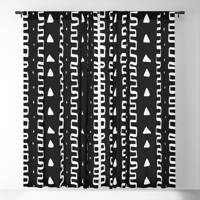Merit Mud Cloth Black and White Triangle Pattern Blackout Curtain