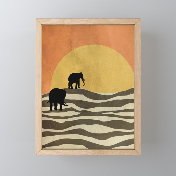 African Sunset Framed Mini Art Print