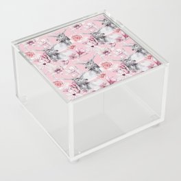 Pink Flower Deer Pattern Acrylic Box