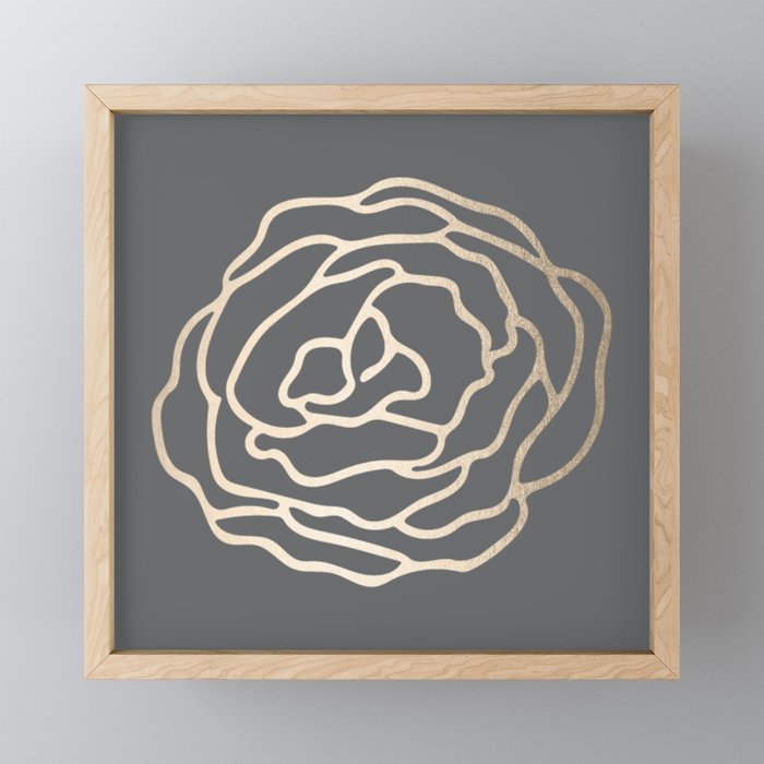 Rose White Gold Sands on Storm Gray Framed Mini Art Print