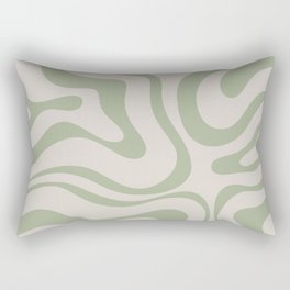 Liquid Swirl Abstract Pattern in Almond and Sage Green Rectangular Pillow
