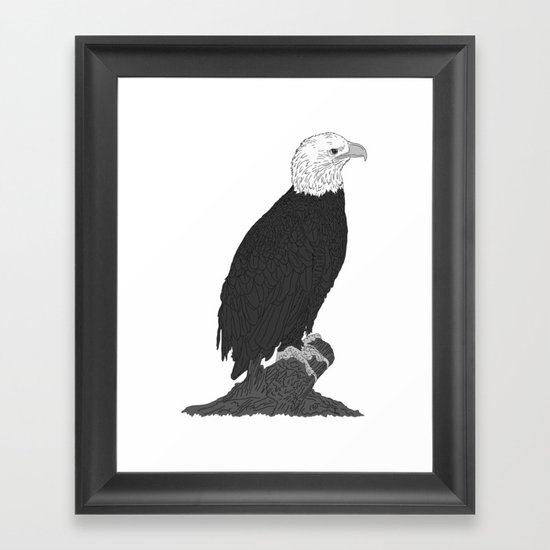 American Bald Eagle B/W Framed Art Print